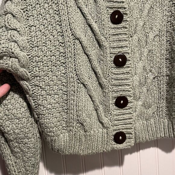 Free People Bonfire Cardi Mint Green Cableknit Size Small - Picture 4 of 9